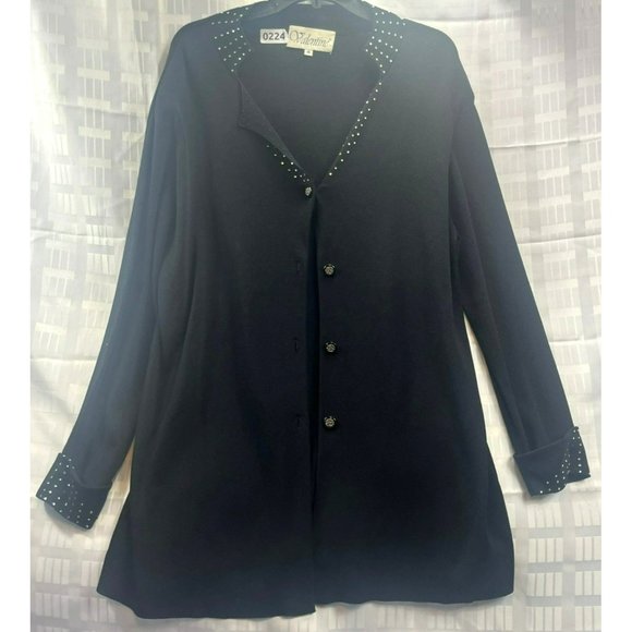 valentine, women sweater, size16, color black, botton down - Picture 1 of 10